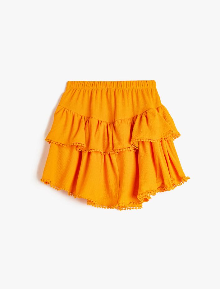 Kız Çocuk Etek Fırfırlı Katlı Beli Lastikli