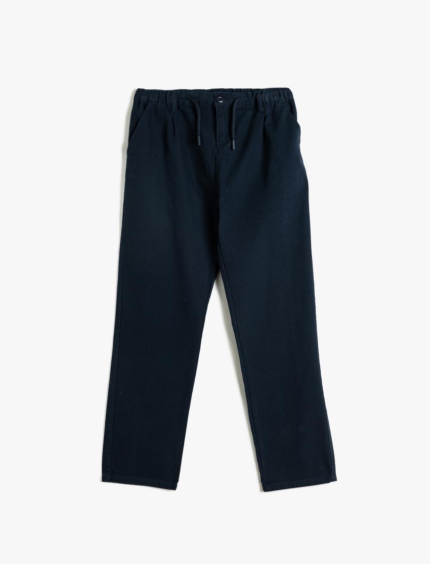  Erkek Çocuk Chino Pantolon Beli Bağlamalı Pamuklu