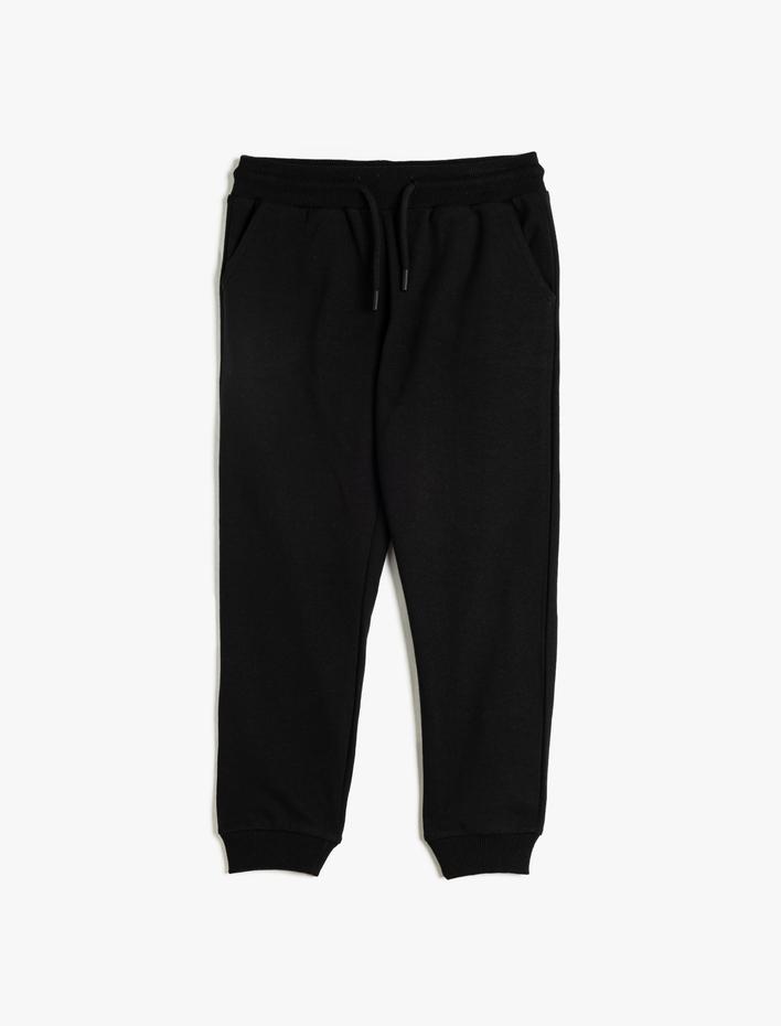Erkek Çocuk Beli Bağlamalı Şardonlu Pamuklu Jogger Okul Eşofman Altı