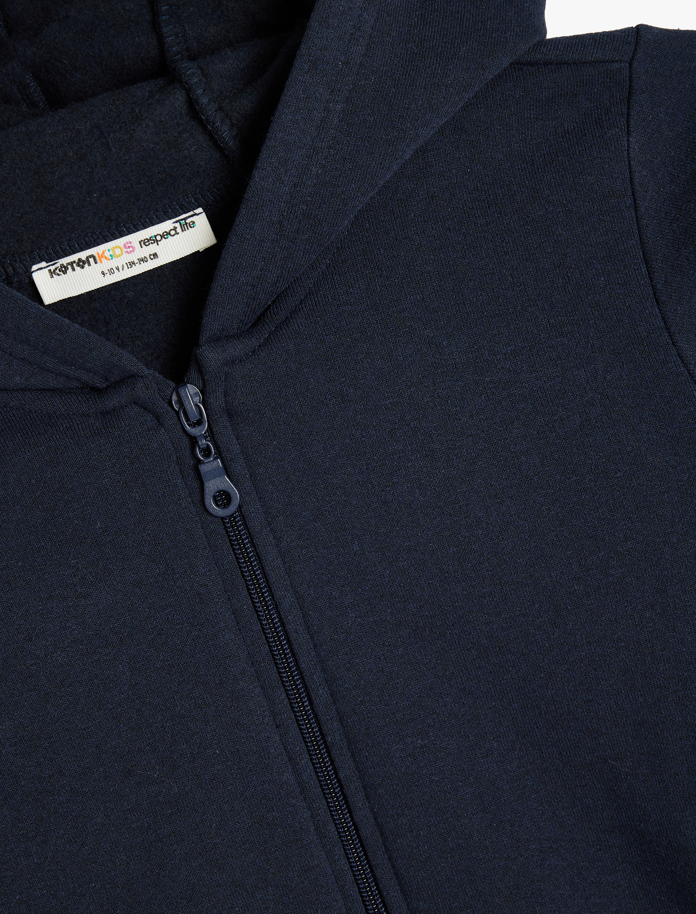  Erkek Çocuk Fermuarlı Kapşonlu Şardonlu Uzun Kollu Basic Sweatshirt