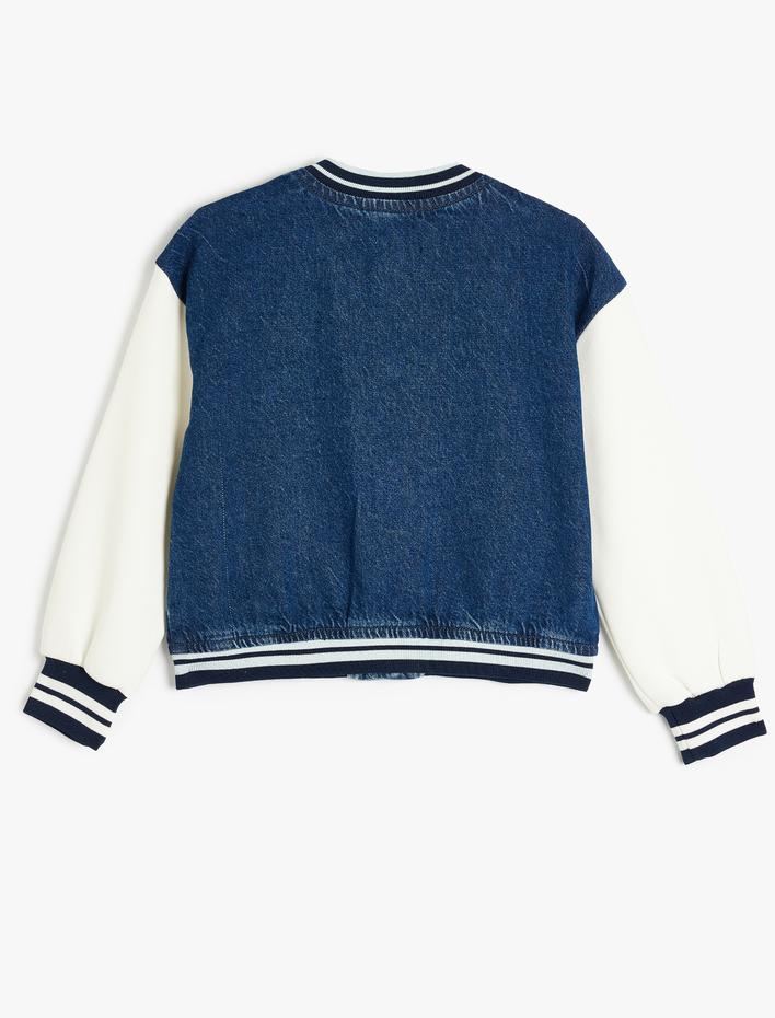 Erkek Çocuk Bomber Ceket Kolej Yaka Uzun Kollu Baskılı