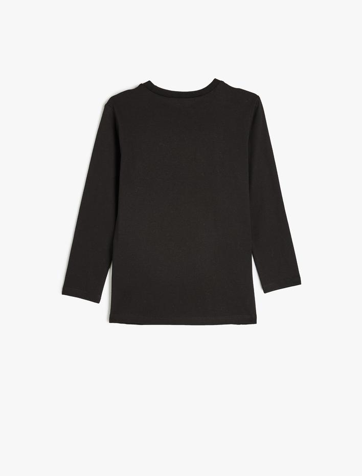 Erkek Çocuk Atatürk İşlemeli Uzun Kollu Pamuklu Bisiklet Yaka Tişört