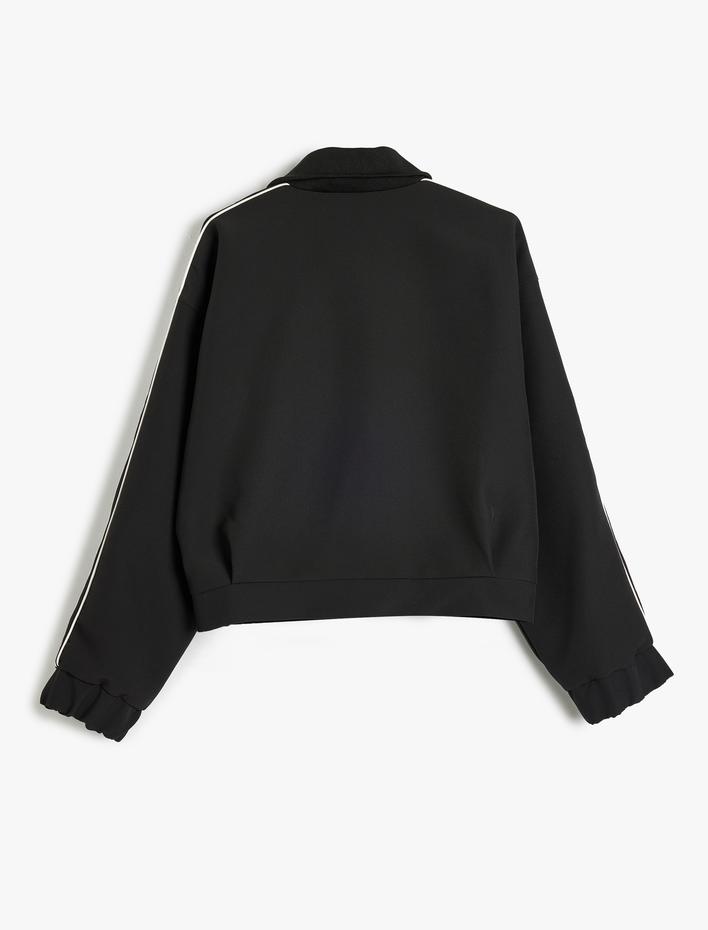  Mevsimlik Ceket Klasik Yaka Fermuarlı Cepli Biyeli