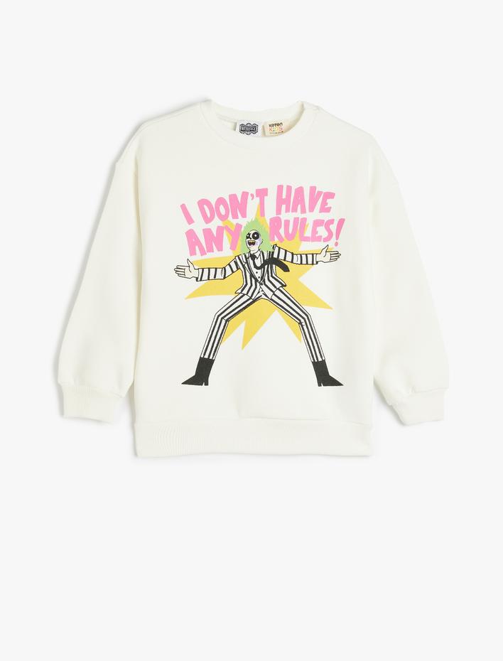 Kız Çocuk Beetlejuice Sweatshirt Lisanslı Uzun Kollu Bisiklet Yaka