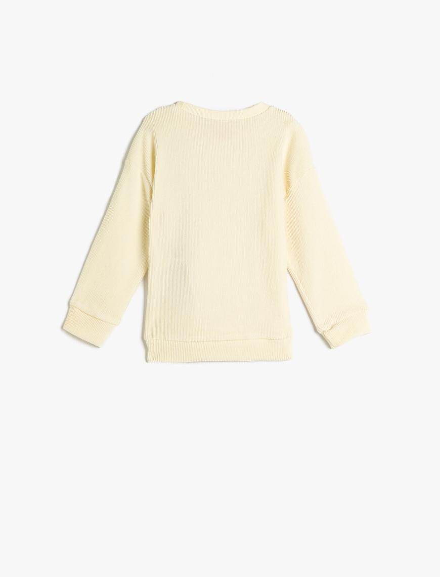  Erkek Bebek Basic Sweatshirt Bisiklet Yaka Ribanalı Uzun Kollu