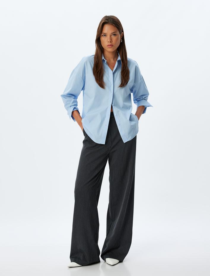  Regular Fit Gömlek Klasik Yaka Uzun Kollu Pamuklu