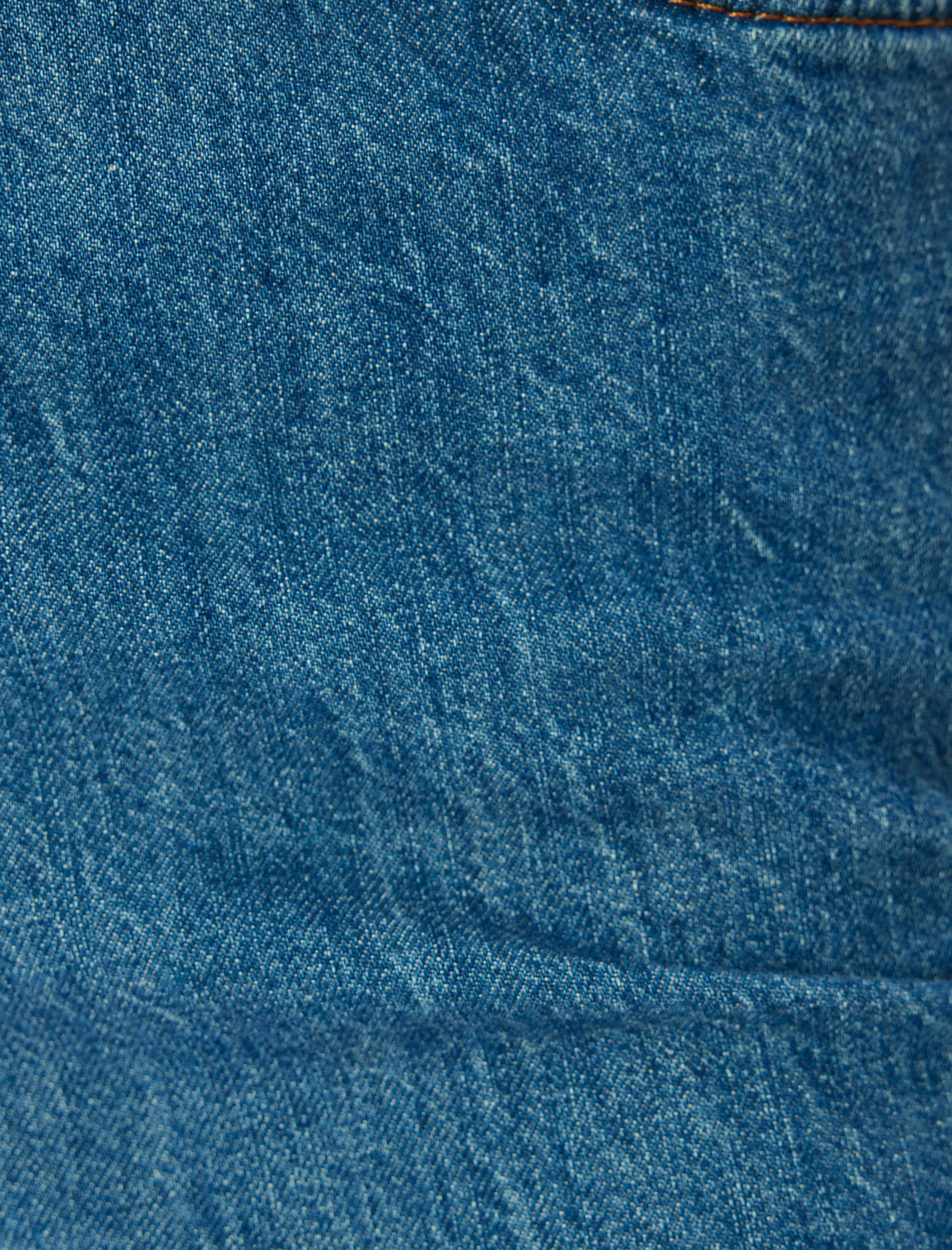   Düz Uzun Paça Kot Pantolon Standart Bel Düğmeli Pamuklu - Longer Straight Fit Jean