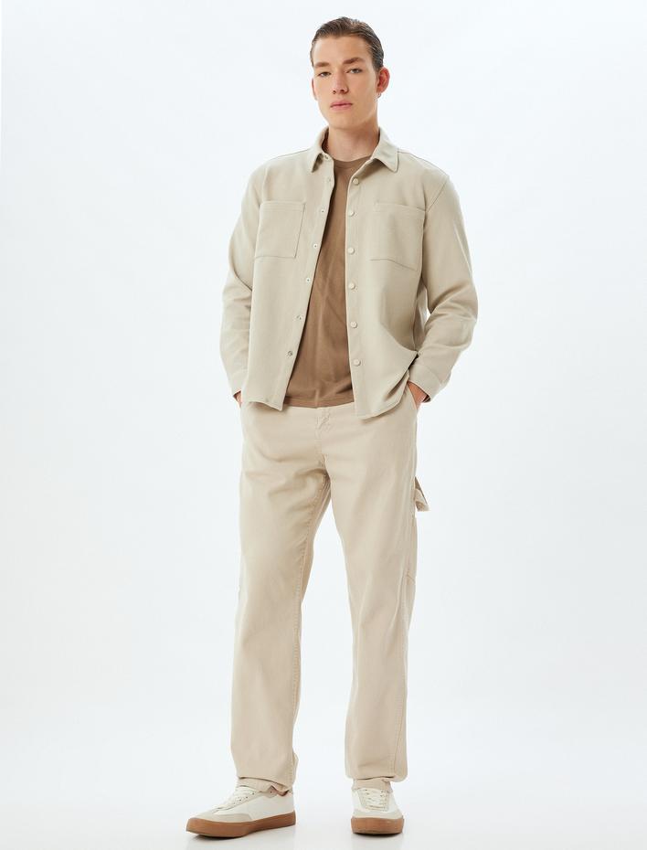  Gömlek Ceket Cepli Çıtçıt Düğme Detaylı Pamuk Karışımlı