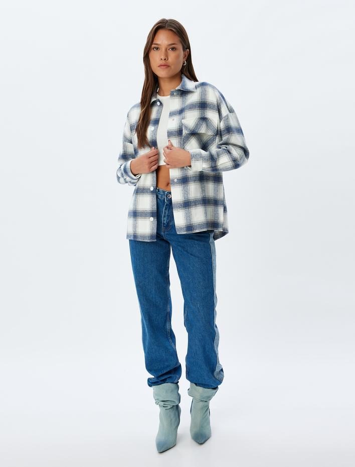  Gömlek Ceket Kapaklı Tek Cep Detaylı Uzun Kollu