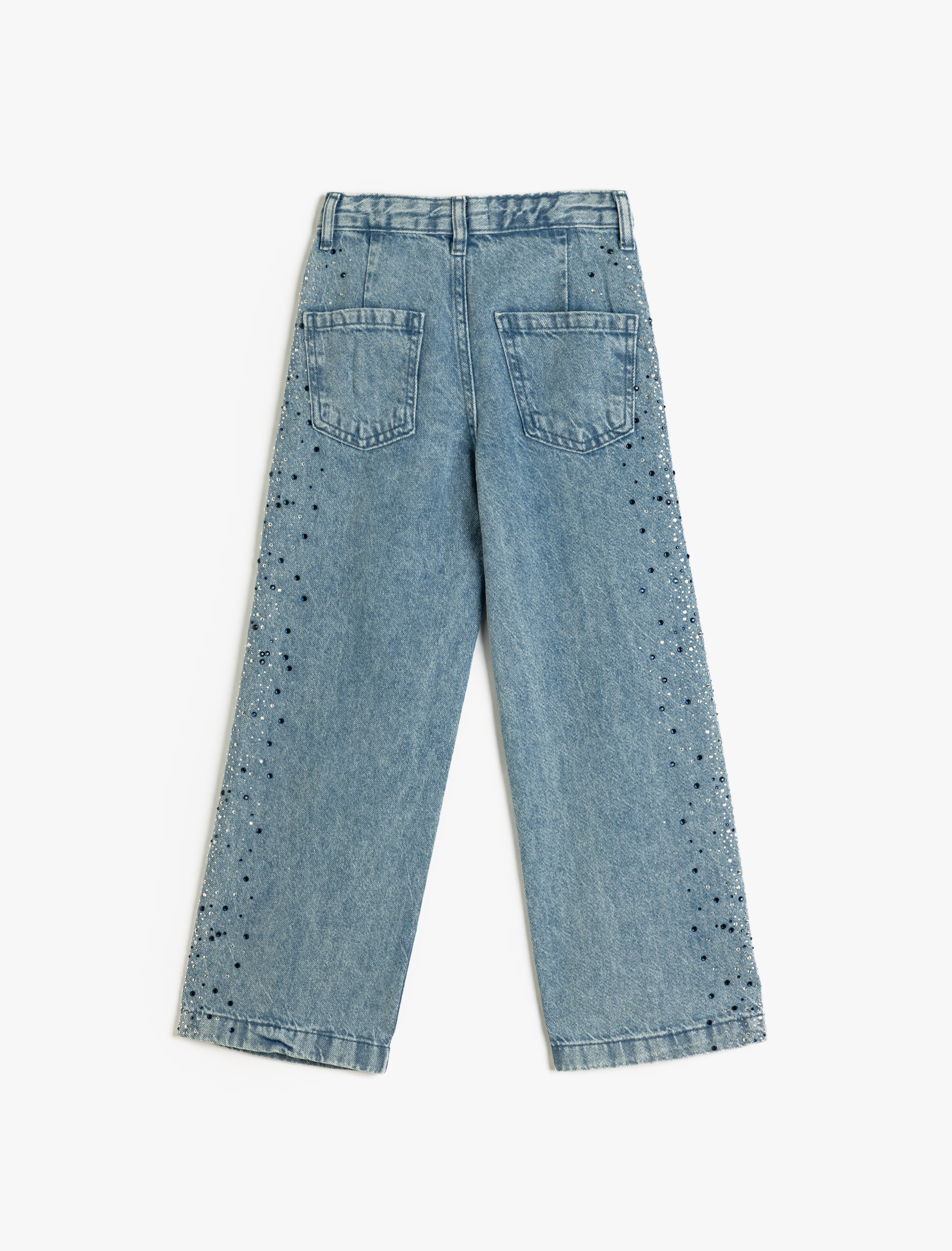  Kız Çocuk Bol Paça Kot Pantolon