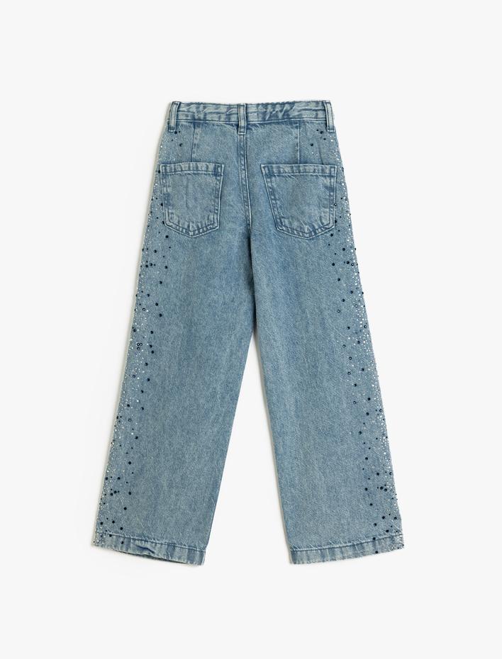 Kız Çocuk Bol Paça Kot Pantolon