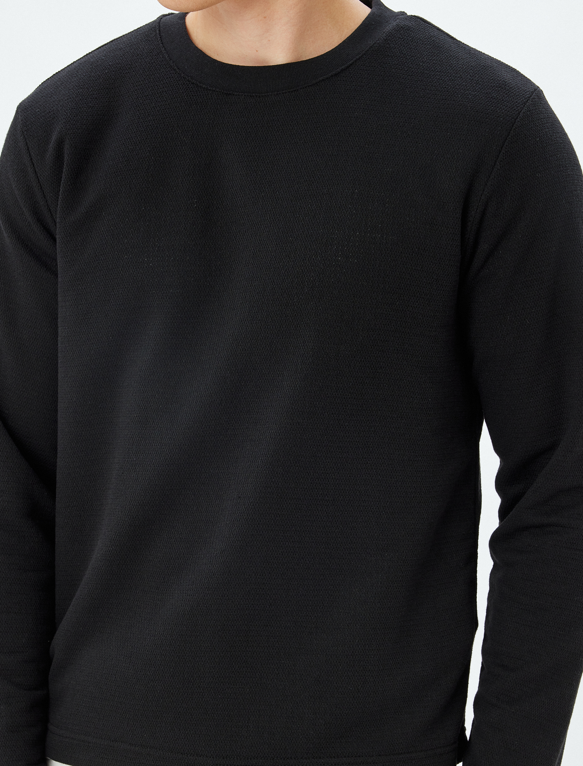   Bisiklet Yaka Uzun Kollu Pamuk Karışımlı Kazak