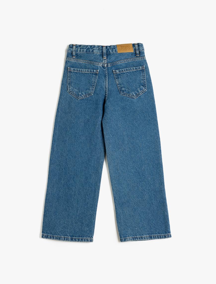  Kız Çocuk Bol Paça Kot Pantolon - Wide Leg Jean