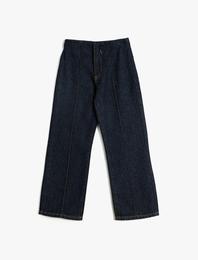 Kot Pantolon Düz Paça Cepli Pamuklu- Straight Jean