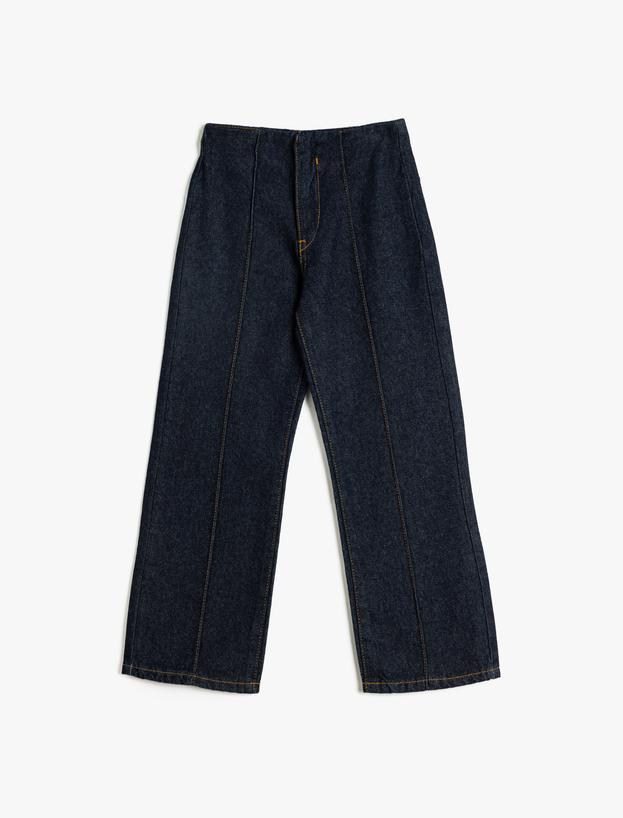 Kot Pantolon Düz Paça Cepli Pamuklu- Straight Jean_0