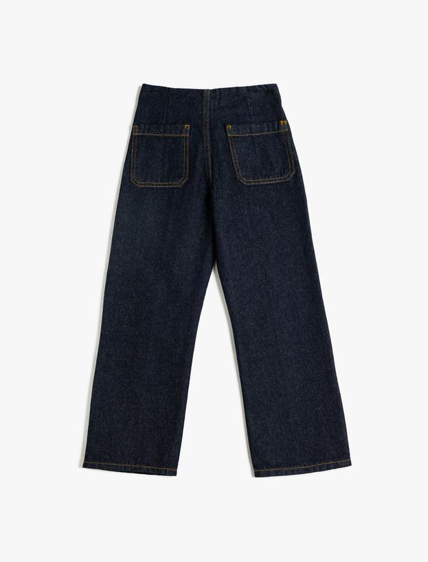 Kot Pantolon Düz Paça Cepli Pamuklu- Straight Jean_1