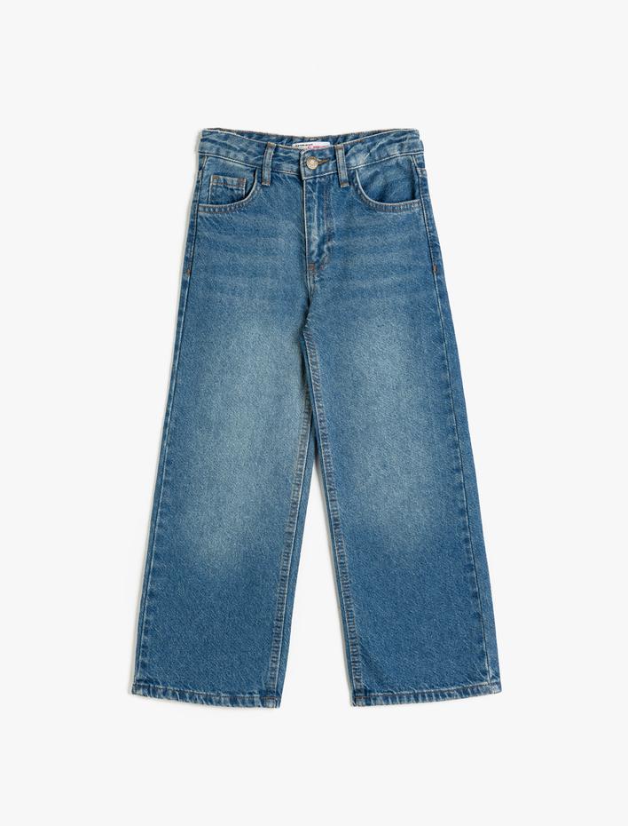 Kız Çocuk Bol Paça Kot Pantolon - Wide Leg Jean