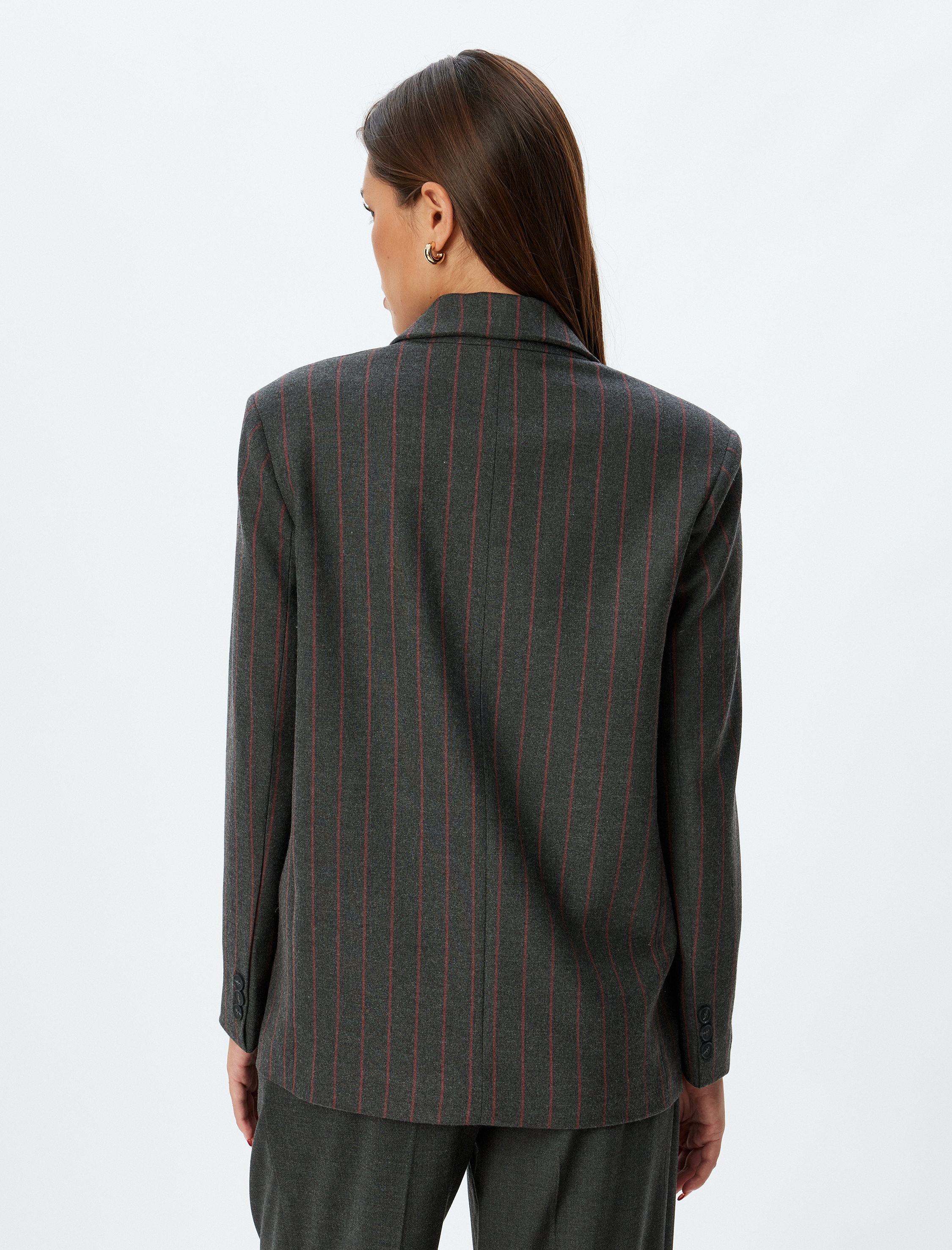   Kruvaze Kapaklı Cep Detaylı Oversize Blazer Ceket