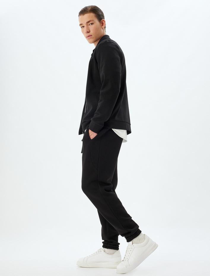  Kışlık Eşofman Altı Beli Bağcıklı Dikiş Detaylı Cepli Pamuk Karışımlı Lastikli Paça Şardonlu