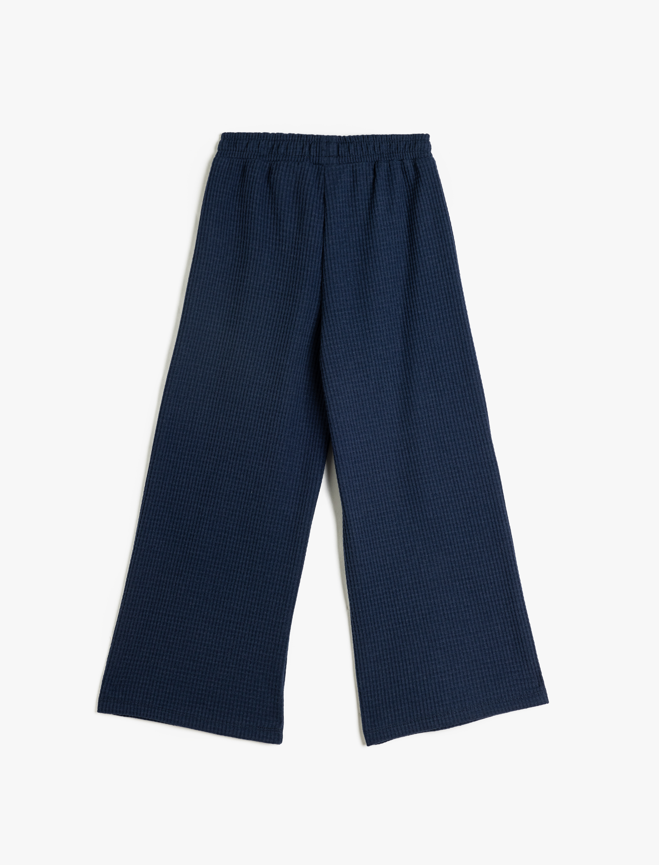  Kız Çocuk Bol Paça Pantolon Rahat Kesim Beli Lastikli Dokulu