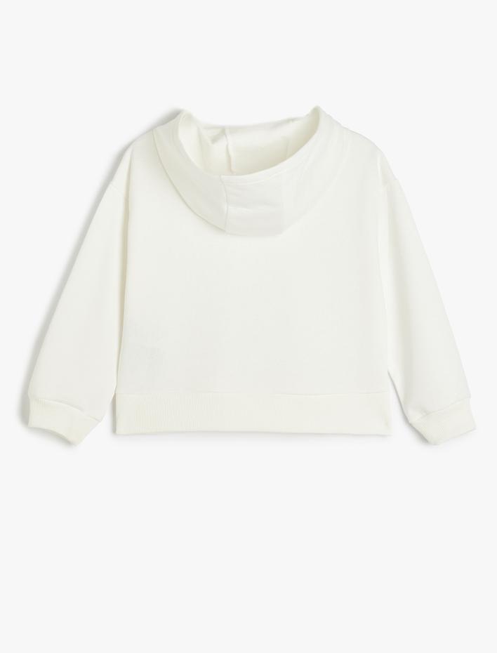 Kız Çocuk Kapşonlu Uzun Kollu Şardonlu Sweatshirt
