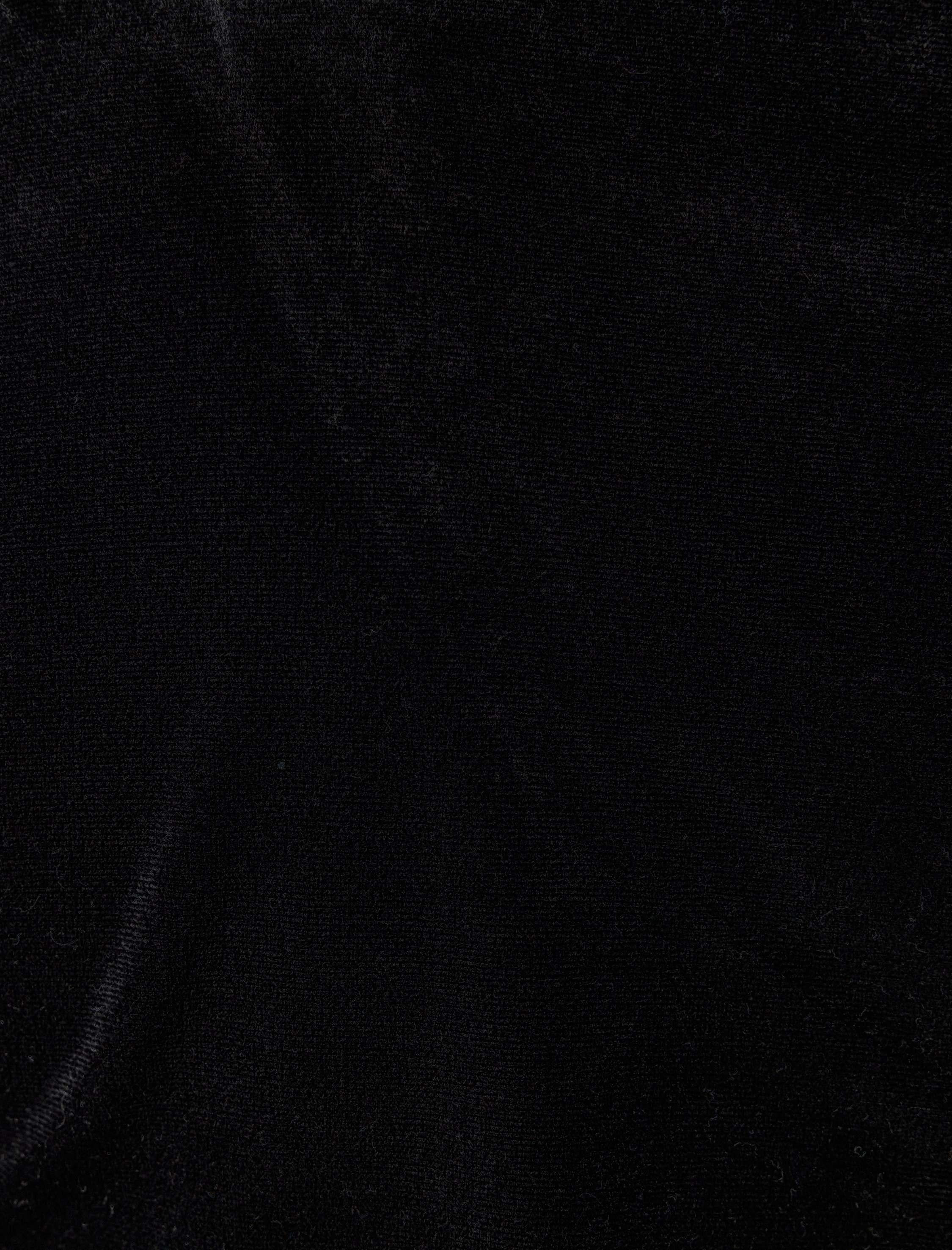   Kadife Crop Tişört Büzgülü V Yaka Uzun Kollu Slim Fit