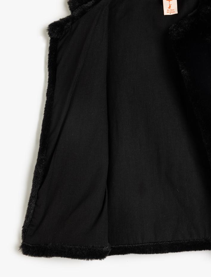 Kız Bebek Peluş Yelek Yuvarlak Yaka Kolsuz