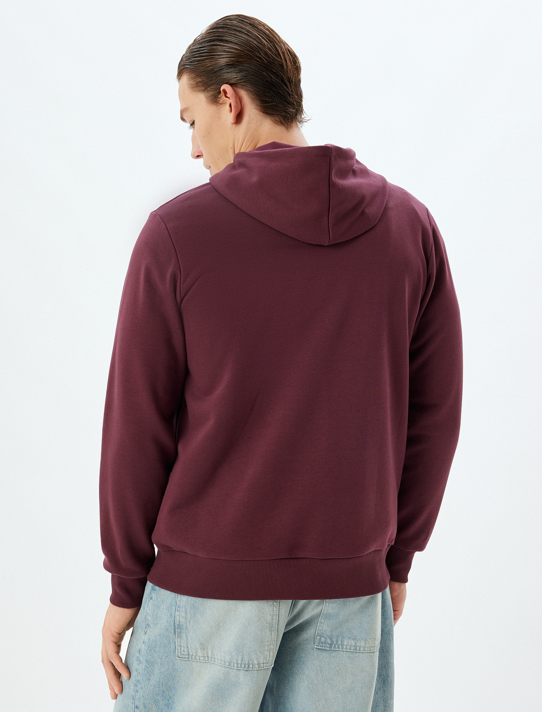   Kapşonlu Sweatshirt Kanguru Cep Detaylı Uzun Kollu Pamuklu