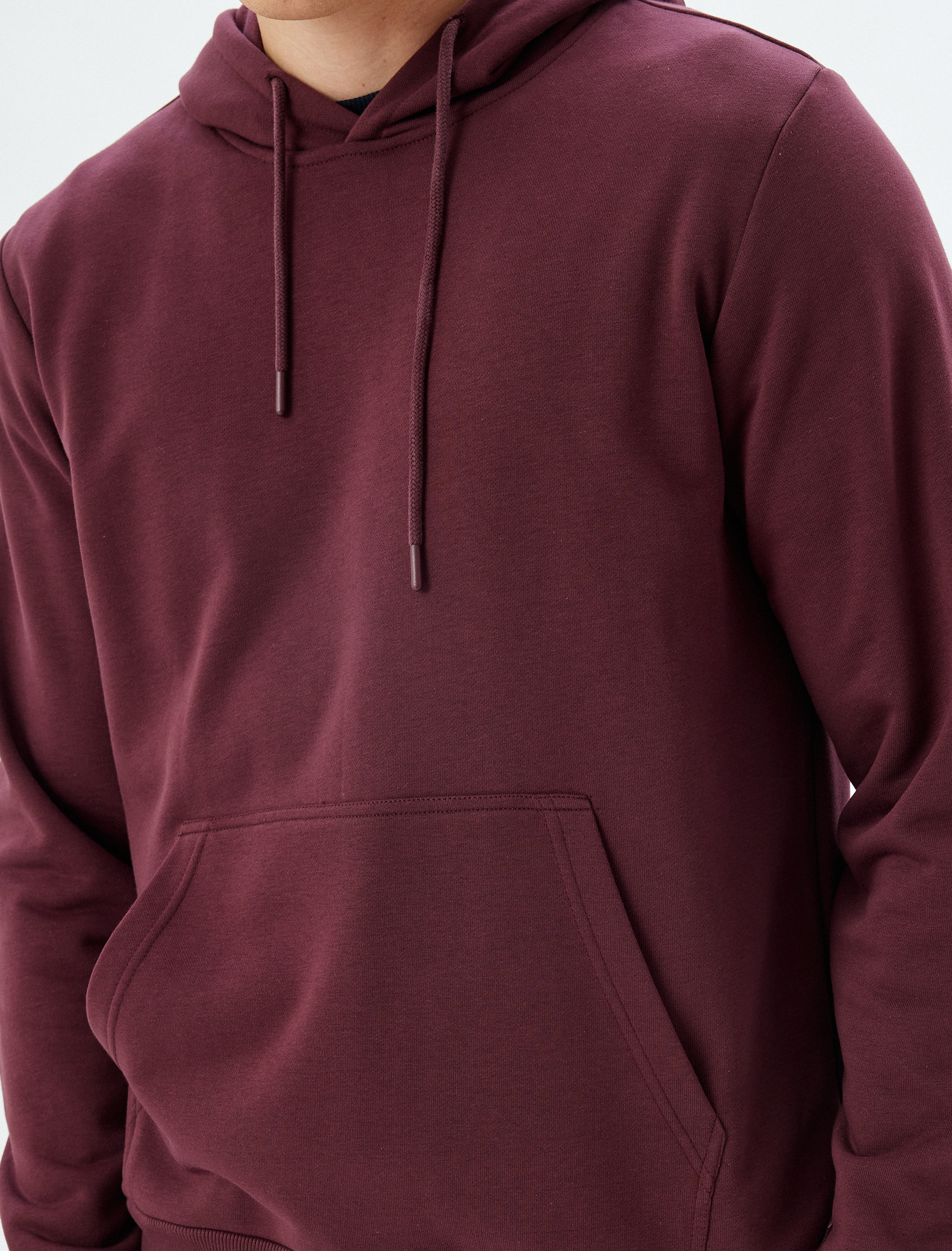   Kapşonlu Sweatshirt Kanguru Cep Detaylı Uzun Kollu Pamuklu