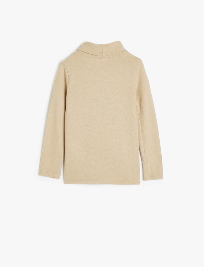 Kız Çocuk Basic Balıkçı Yaka Tişört Uzun Kollu Viskon Kumaş