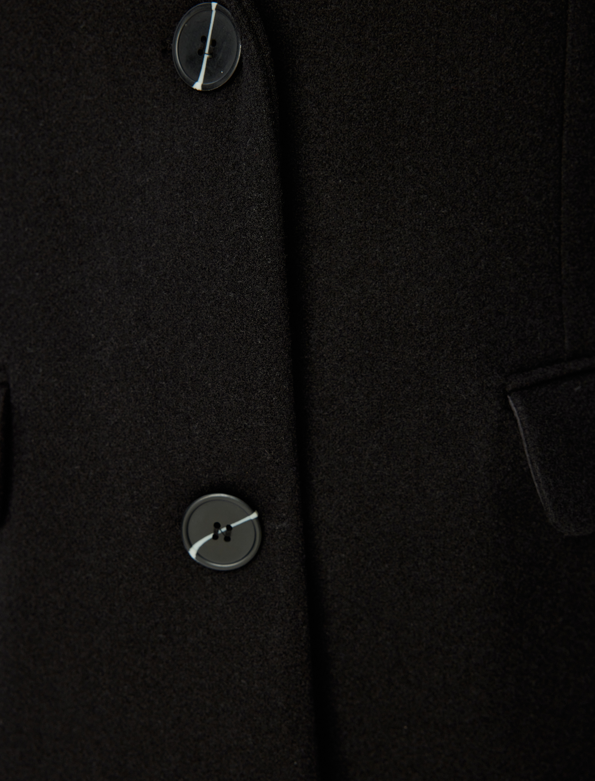   Uzun Kruvaze Kaşe Kaban Düğmeli Cepli