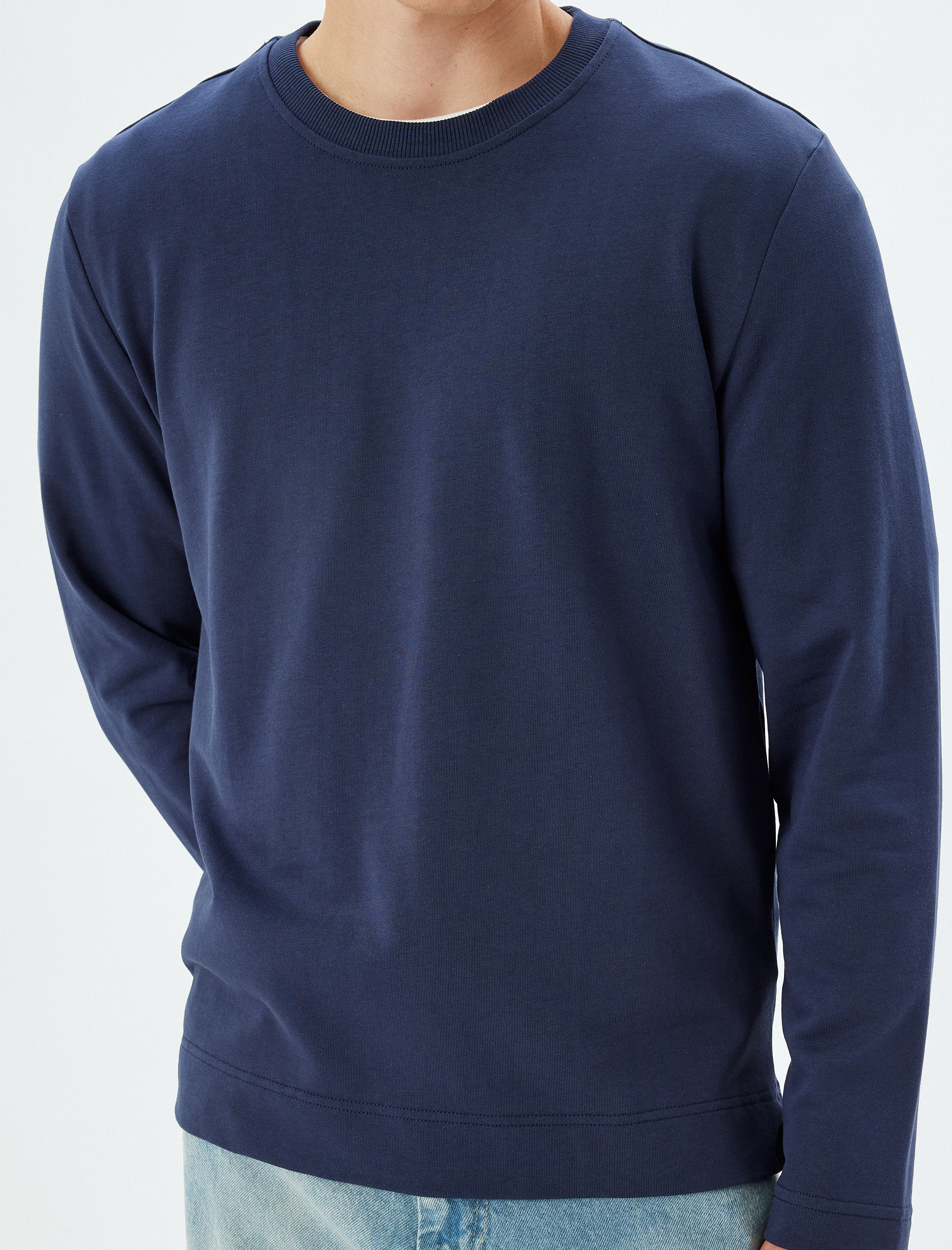   Bisiklet Yaka Sweatshirt Basic Uzun Kollu