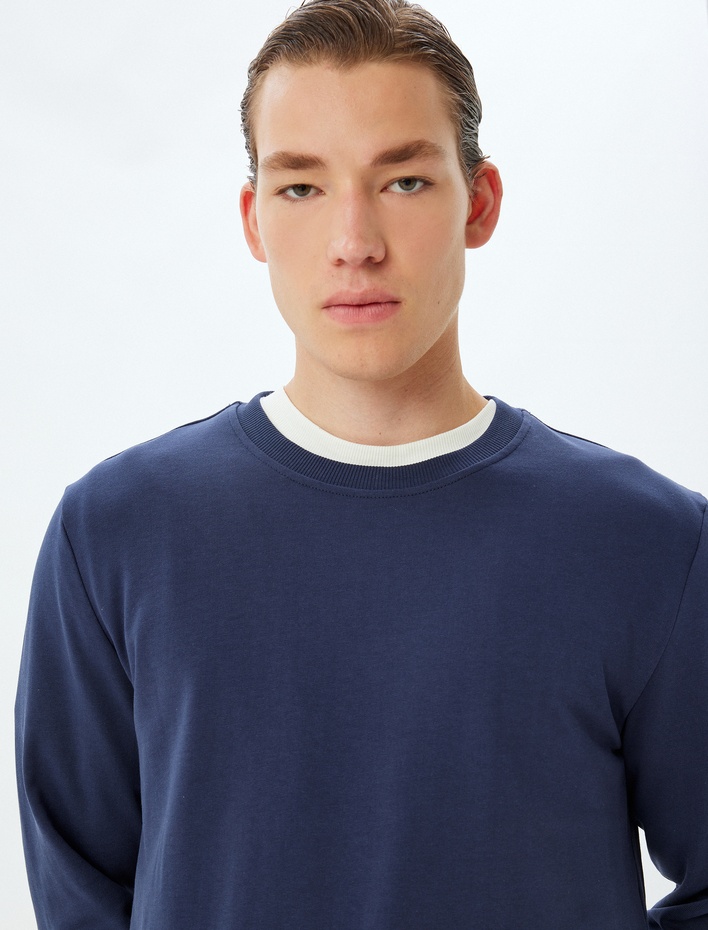  Bisiklet Yaka Sweatshirt Basic Uzun Kollu