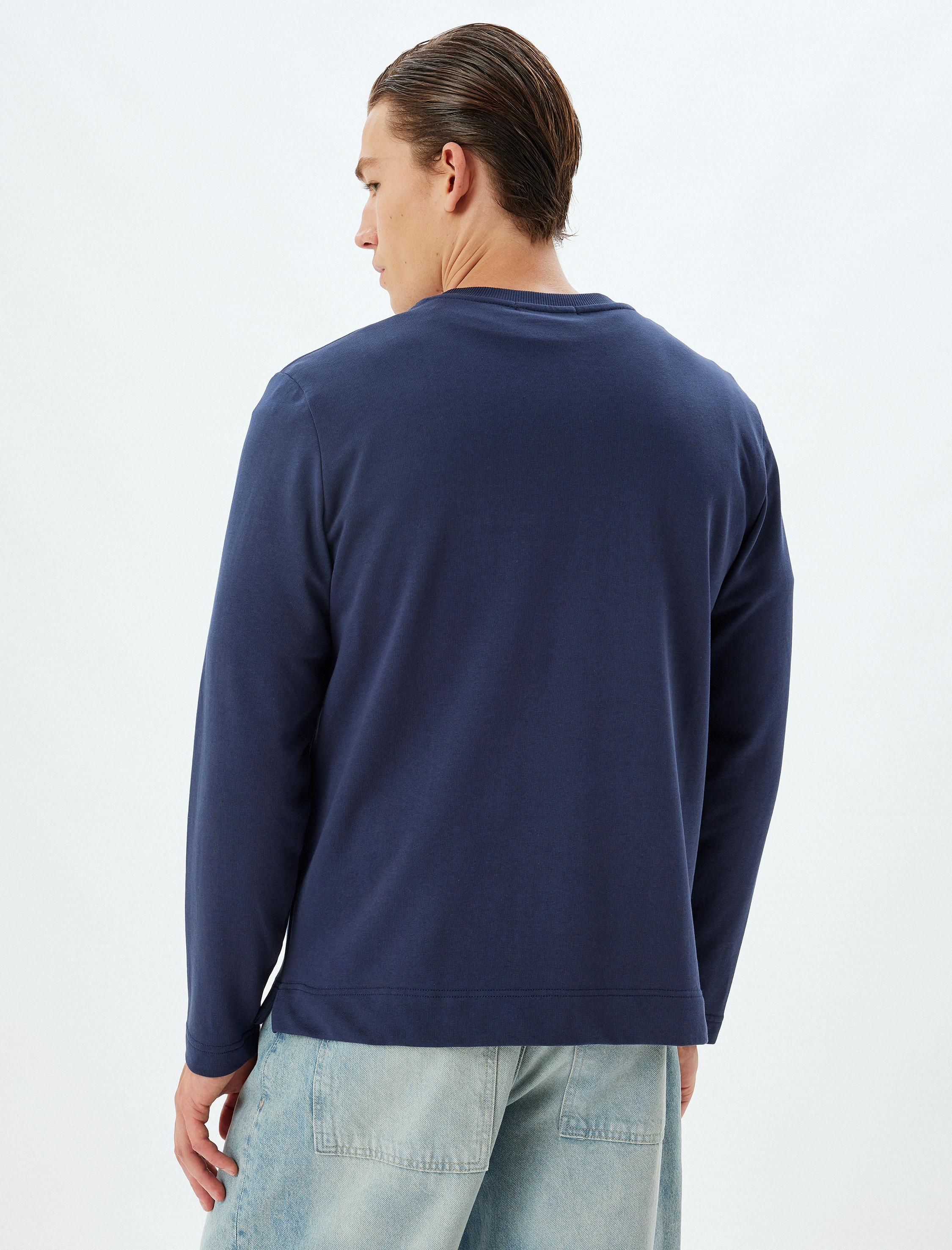   Bisiklet Yaka Sweatshirt Basic Uzun Kollu