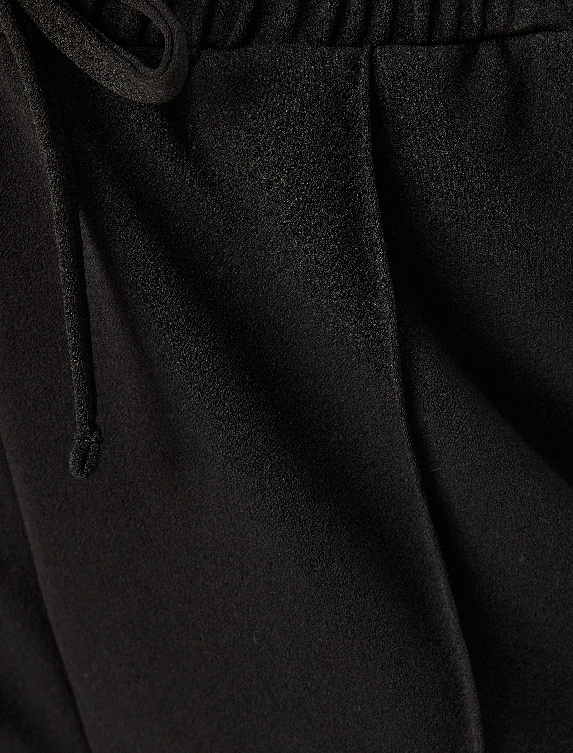   Havuç Pantolon Nervürlü Beli Lastikli Bağlamalı Krep Scuba Kumaş