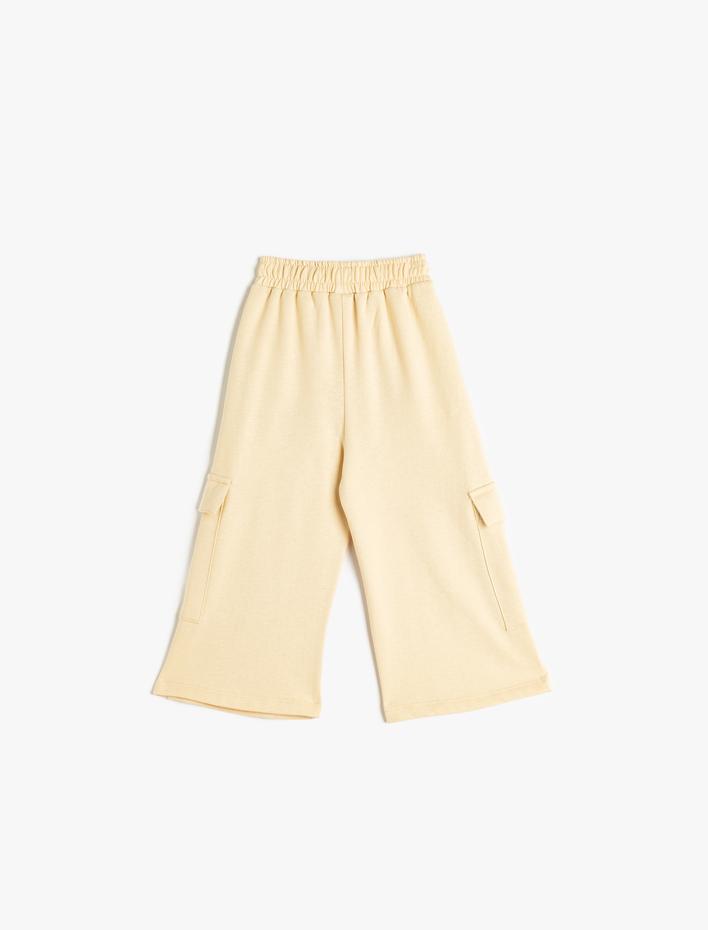 Kız Bebek Bol Paça Eşofman Altı Beli Lastikli Kargo Cepli Şardonlu