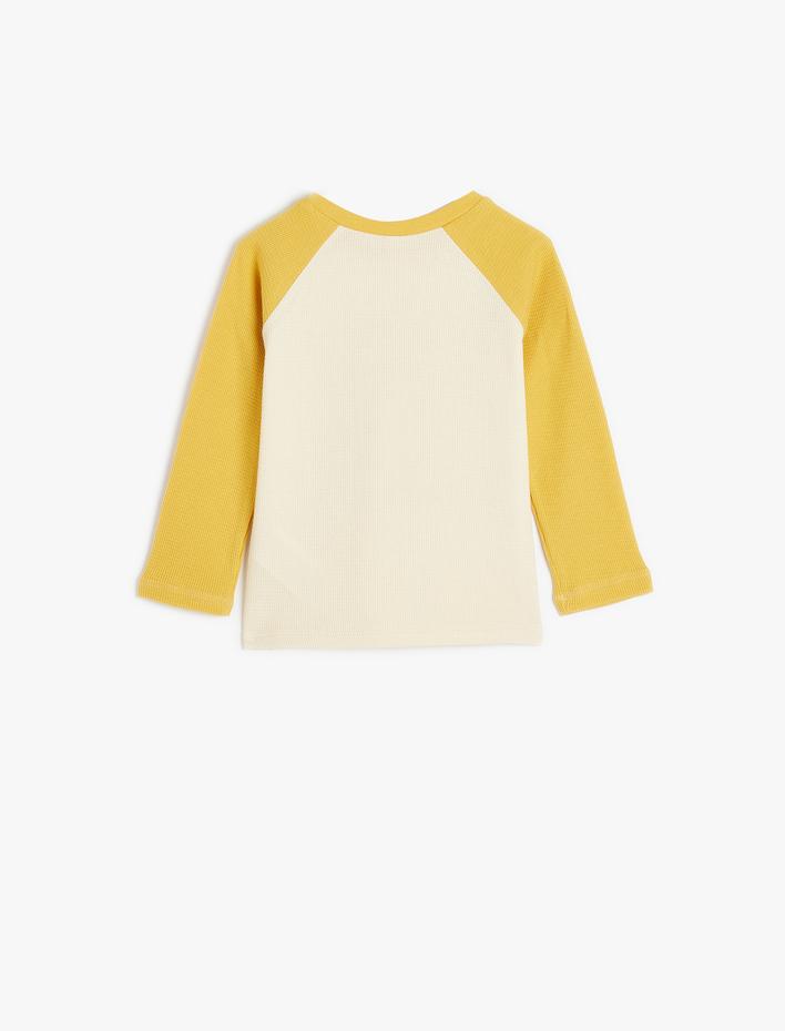 Erkek Bebek Uzun Kollu Tişört Baskı Detaylı Bisiklet Yaka