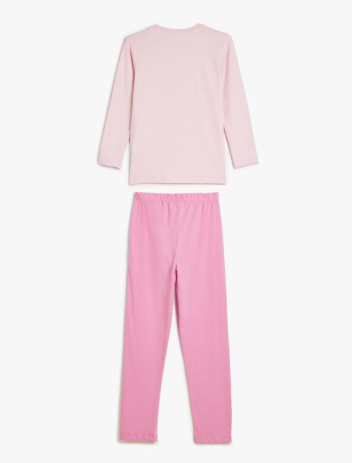 Kız Çocuk Pijama Takımı Tavşan Baskılı Uzun Kollu Pamuklu