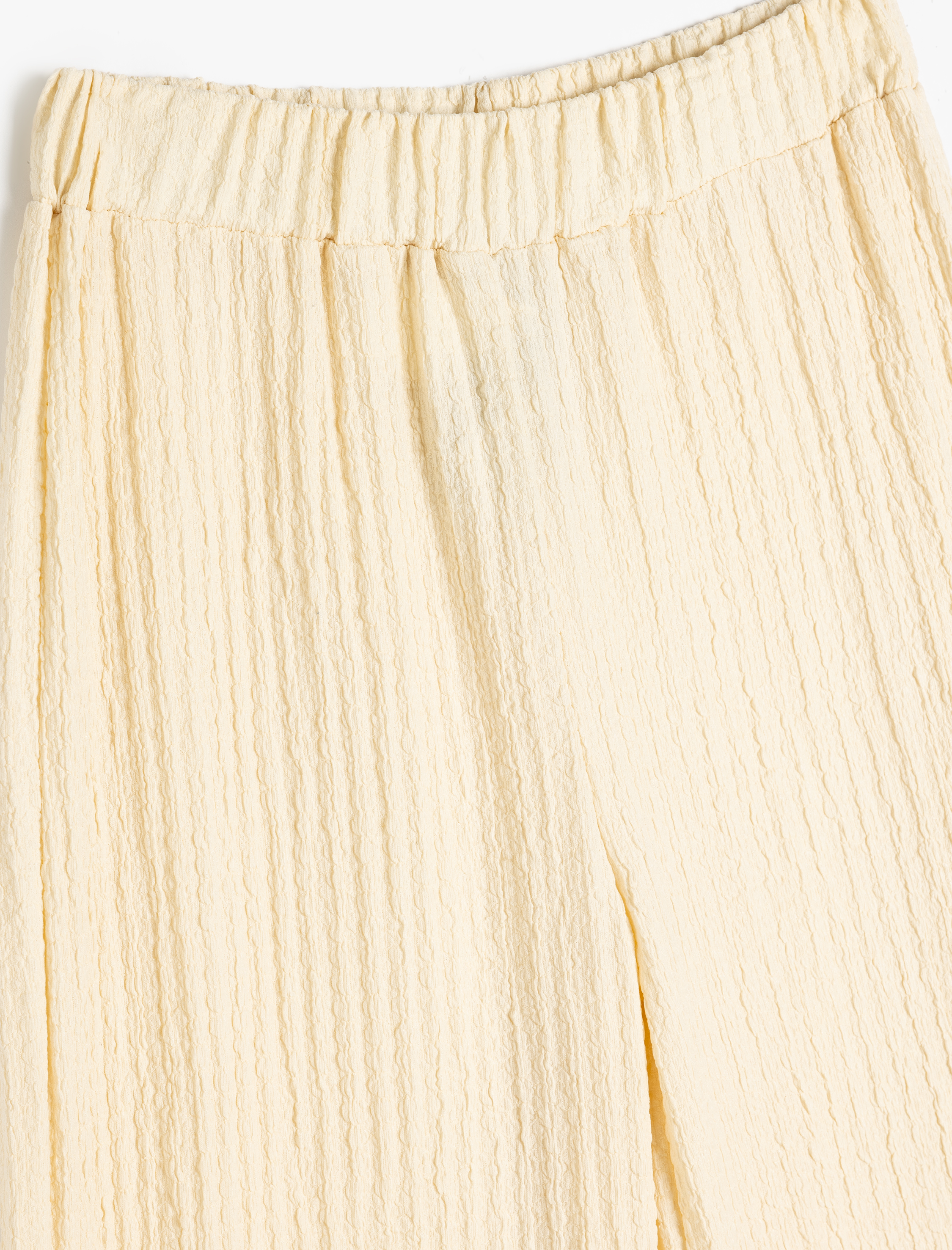  Kız Çocuk Bol Paça Pantolon Rahat Kesim Beli Lastikli Dokulu