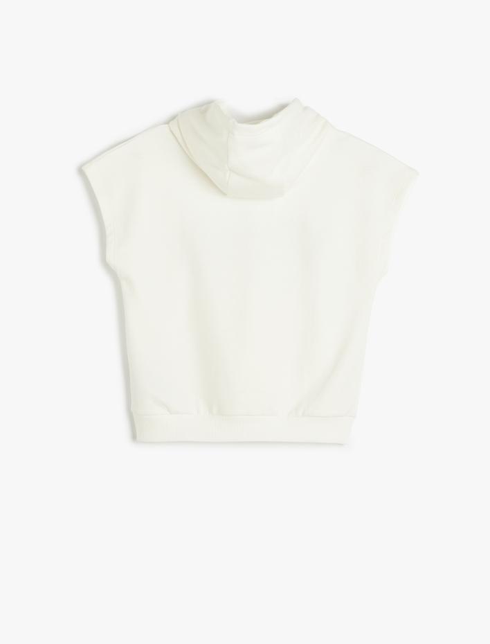 Erkek Çocuk Kapşonlu Sweatshirt Kolsuz Slogan Baskılı Kanguru Cepli Pamuklu Şardonlu