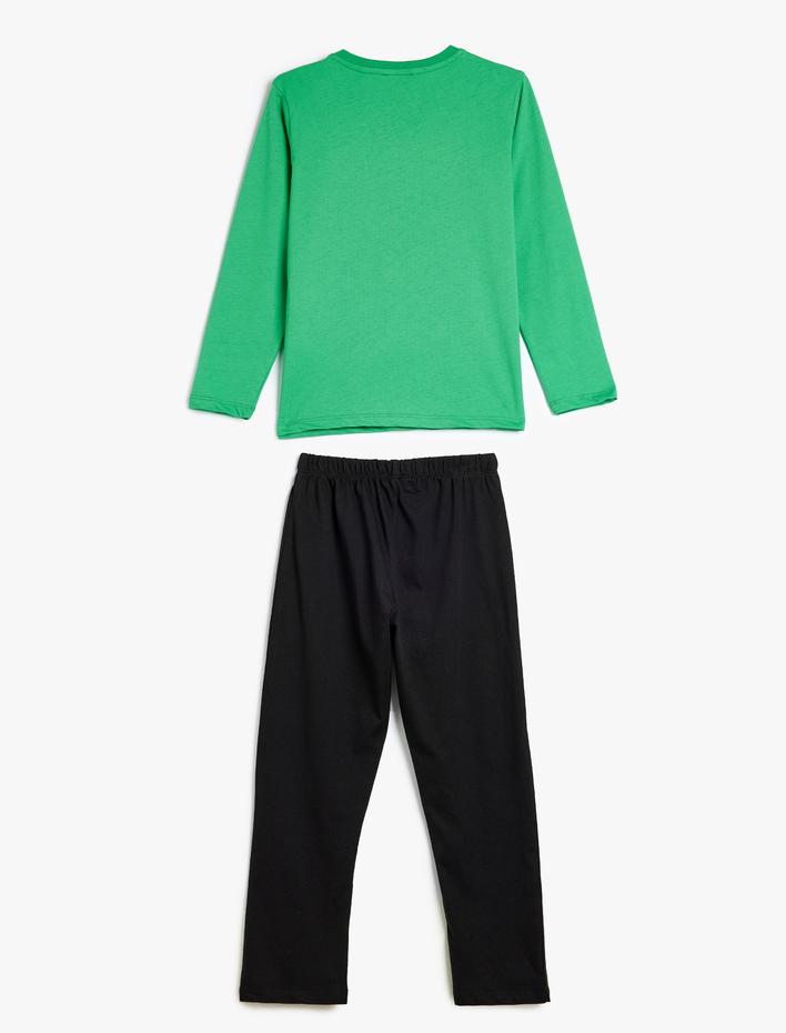 Erkek Çocuk Pijama Takımı Futbol Temalı Baskı Detaylı Uzun Kollu Pamuklu