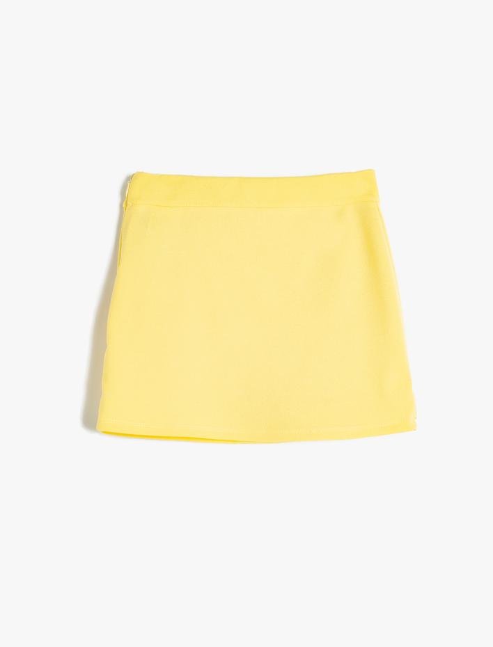 Kız Çocuk Şort Etek Kruvaze Beli Lastikli Fırfır Detaylı