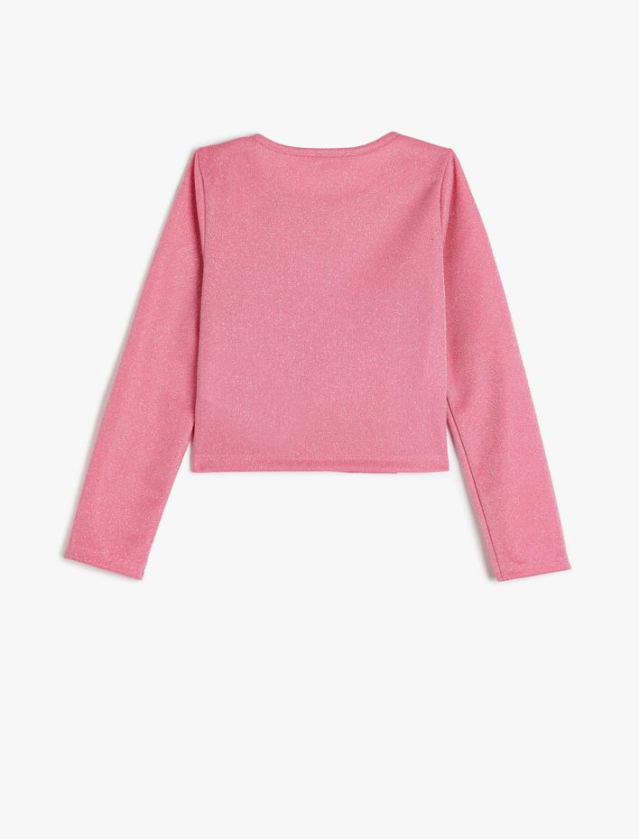 Kız Çocuk Bluz Uzun Kollu Yuvarlak Yaka Pencere Detaylı