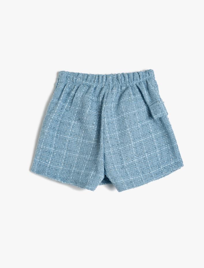 Kız Çocuk Tüvit Şort Etek Ekoseli Beli Lastikli