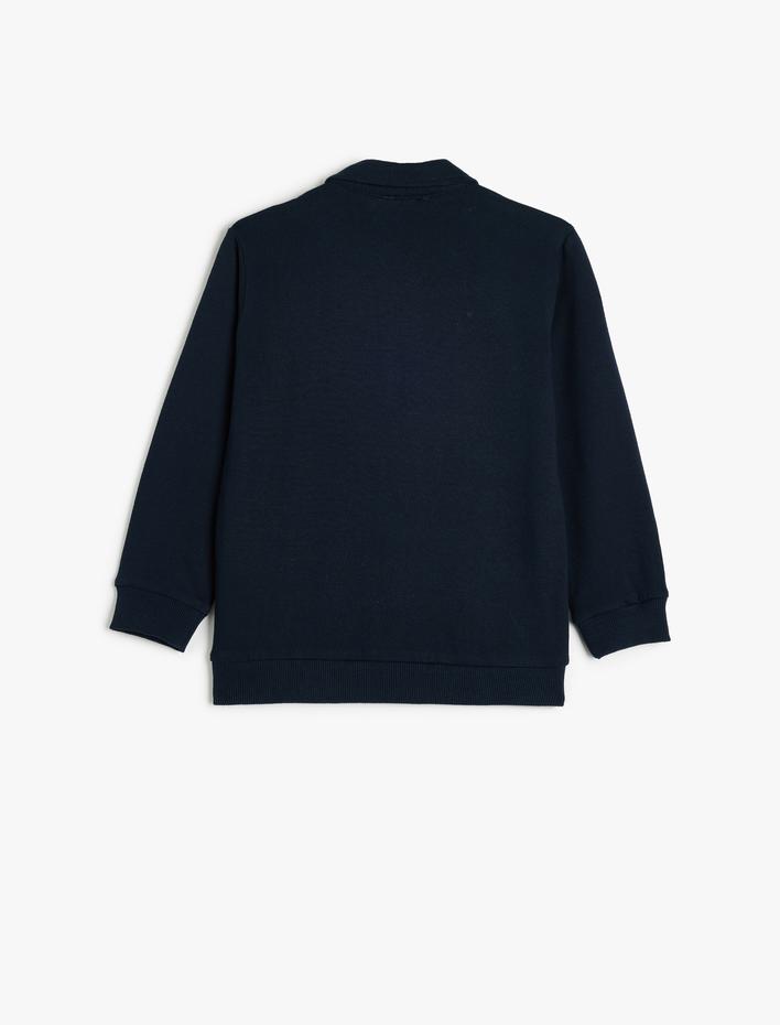 Erkek Çocuk Uzun Kollu Düğme Detaylı Pamuklu Polo Yaka Sweatshirt