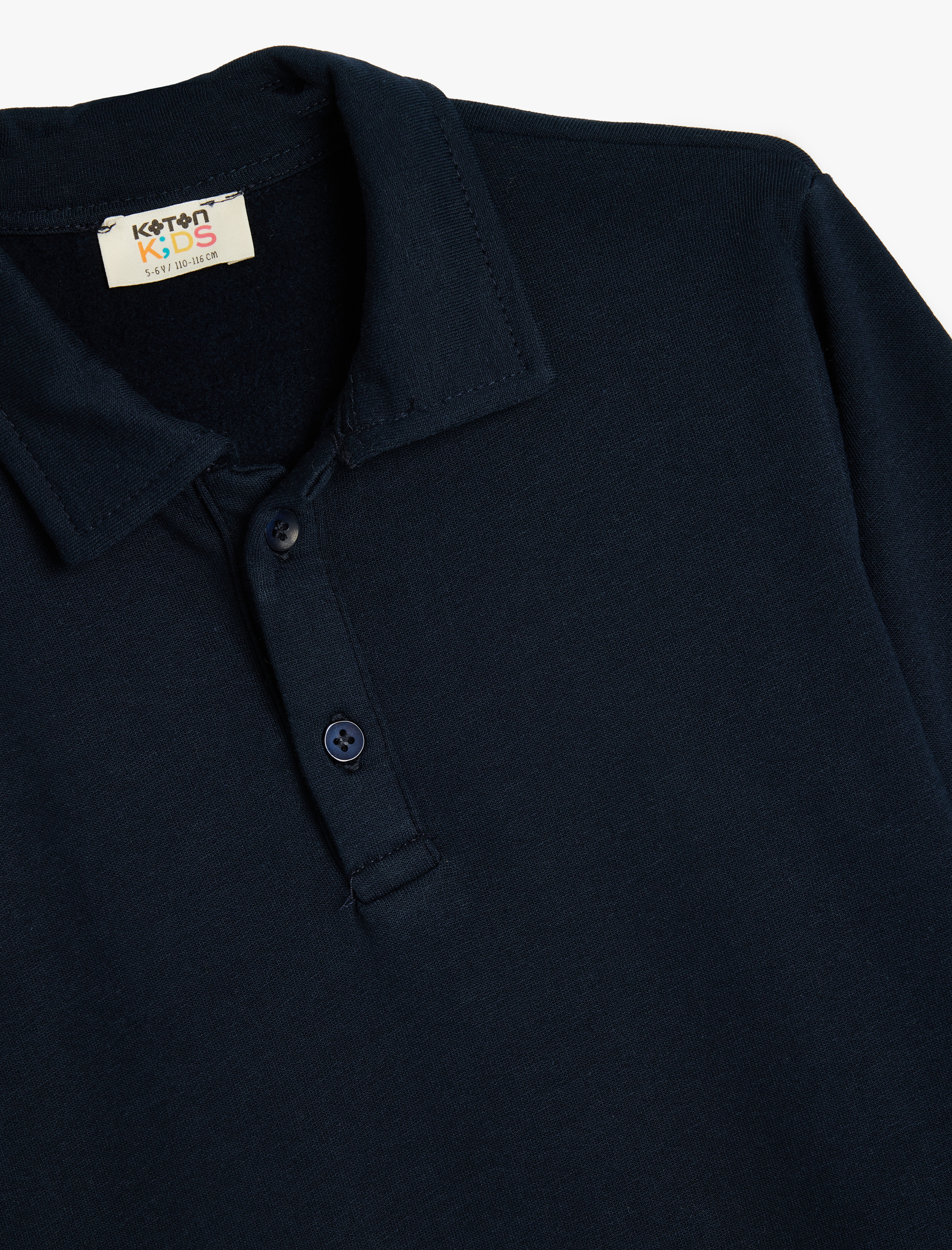  Erkek Çocuk Uzun Kollu Düğme Detaylı Pamuklu Polo Yaka Sweatshirt