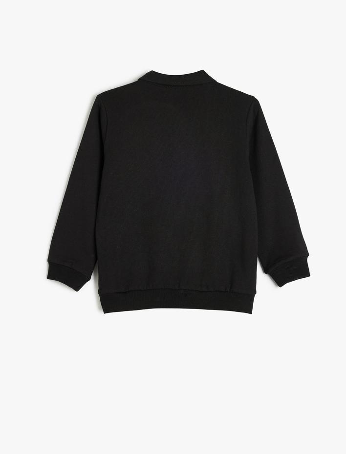 Erkek Çocuk Uzun Kollu Düğme Detaylı Pamuklu Polo Yaka Sweatshirt