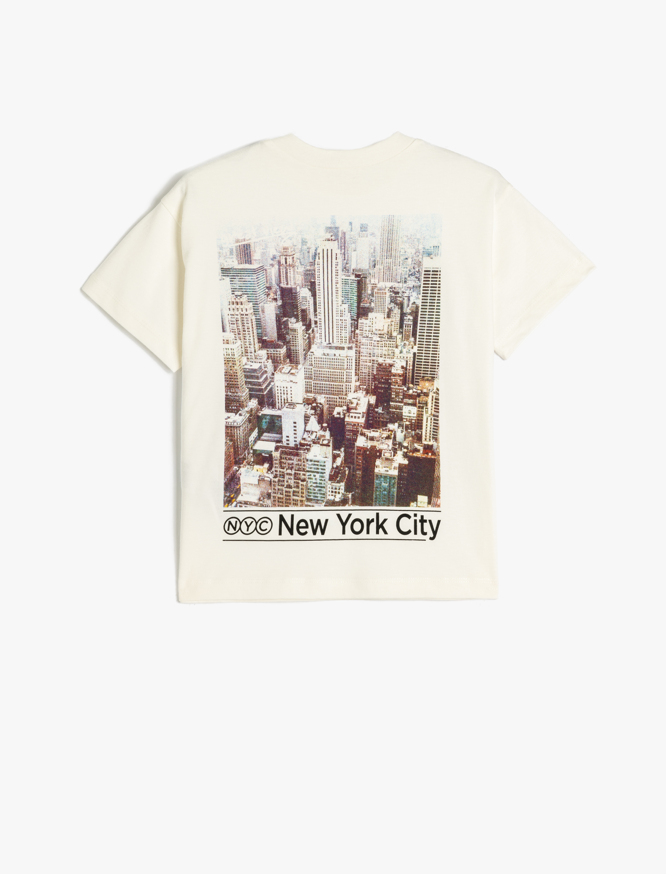  Erkek Çocuk Şehir Baskılı Bisiklet Yaka Kısa Kollu Pamuklu Tişört