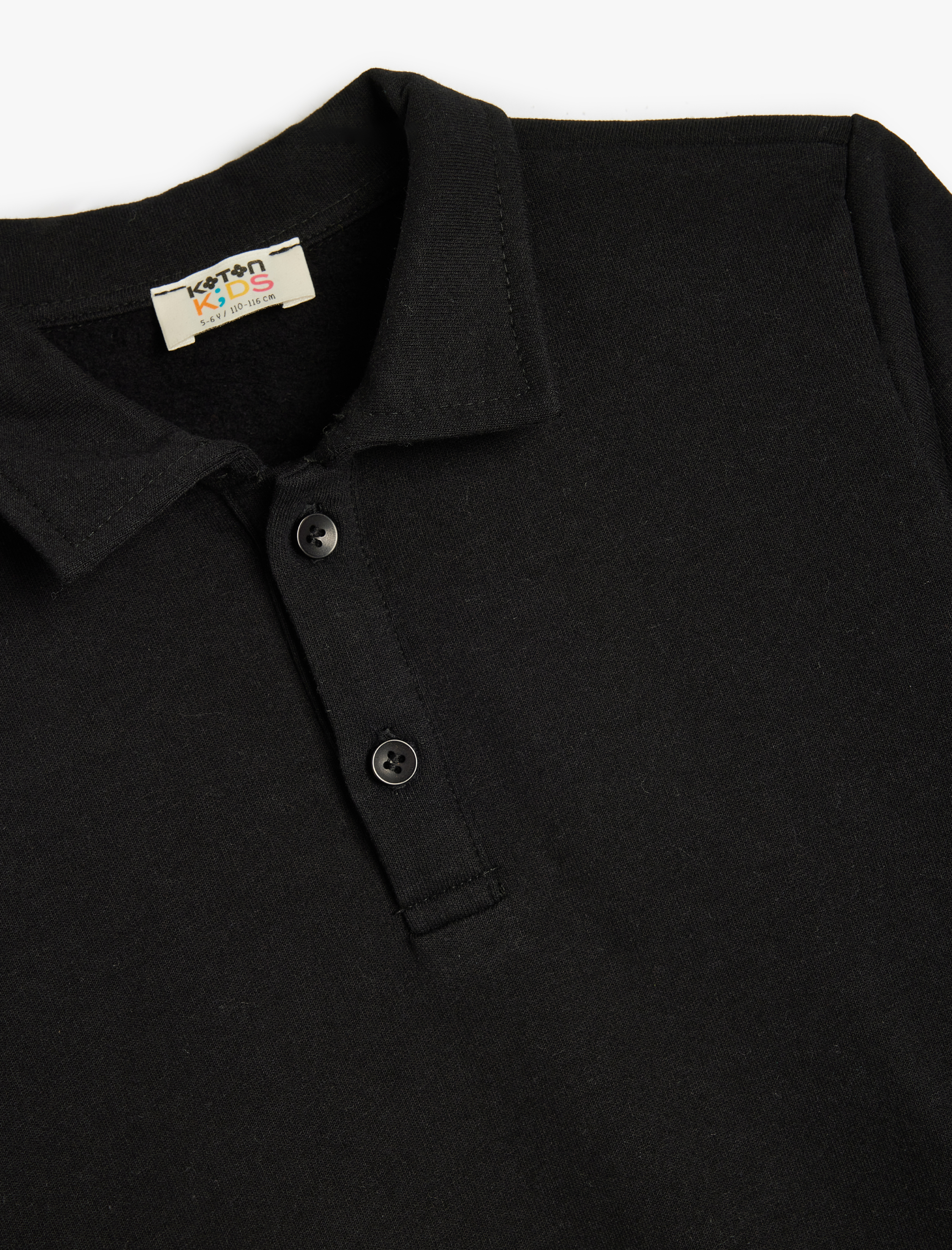  Erkek Çocuk Uzun Kollu Düğme Detaylı Pamuklu Polo Yaka Sweatshirt