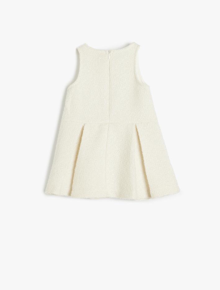 Kız Bebek Tüvit Elbise Yuvarlak Yaka Kolsuz Kalp Detaylı